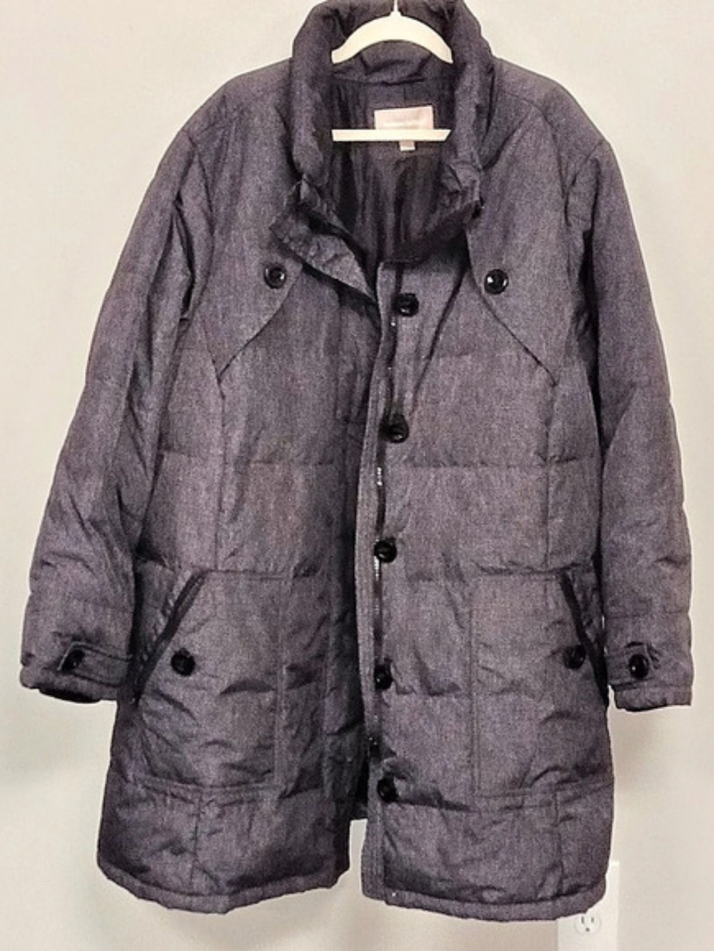 Woman Within 34W Goose Down Feather Parka Puffer Coat Fur Hood Charcoal Gray